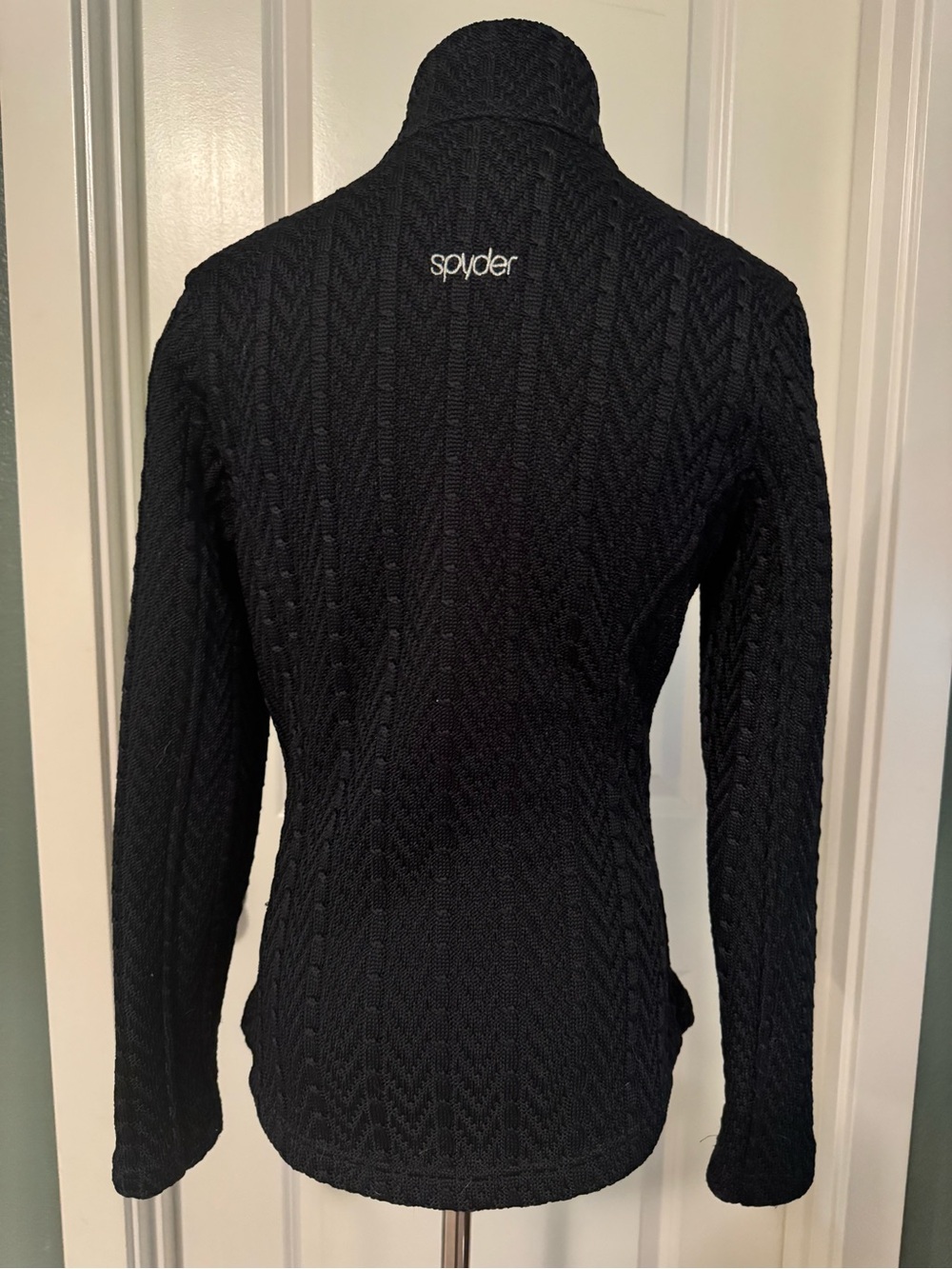Spyder Black Cable-Knit Full-Zip Utility Jacket - Picture 2 of 4